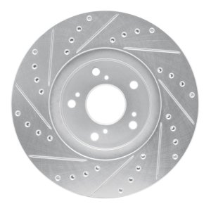 Acura TSX Brake Rotor (1) - Front Right - R1 Concepts - Drilled & Slotted - Silver - `99-`14